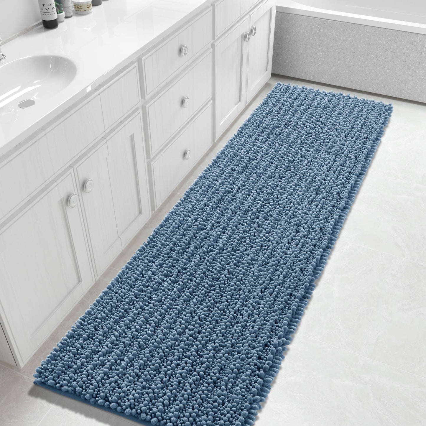Yimobra Bathroom Rugs Non Slip Washable 32x20 Inch - Ultra Soft Absorbent Chenille Bath Mat, Quick Dry Shaggy Floor Carpet for Tub Shower