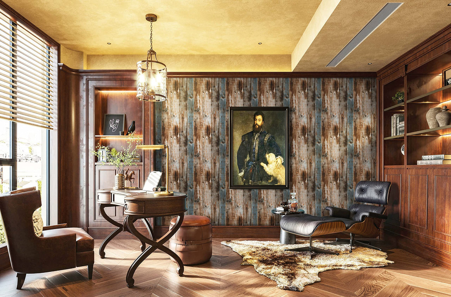Heroad Peel and Stick Wallpaper Wood Contact Paper 17.3"x78.7" Blue Brown Wood Grain Removable Self Adhesive Wallpaper for Countertop Cabinet Kitchen Backsplash Shiplap