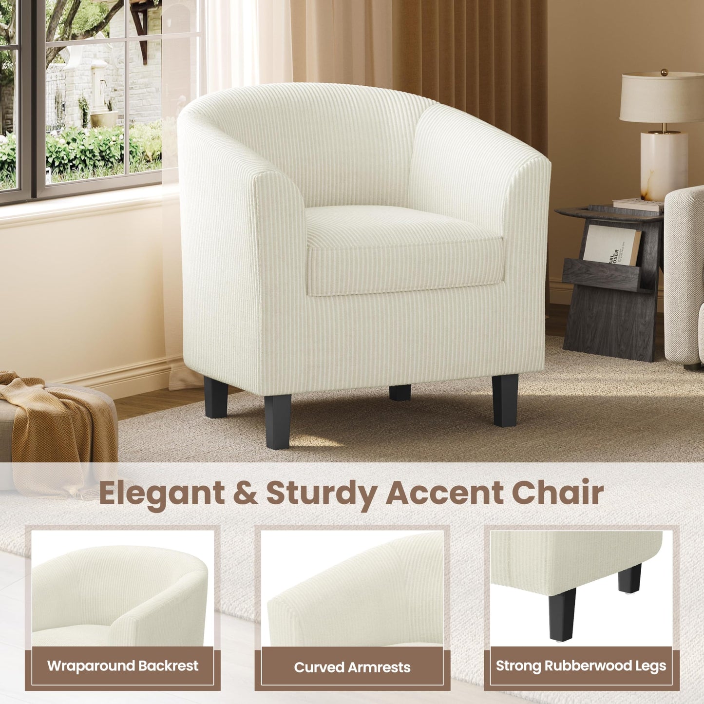 Yaheetech Brown Accent Chairs Set of 2, Faux Leather Barrel Chairs, Comfy Modern Leather Club Armchairs with Soft Seat for Living Room Bedroom Reading Waiting Room, Brown