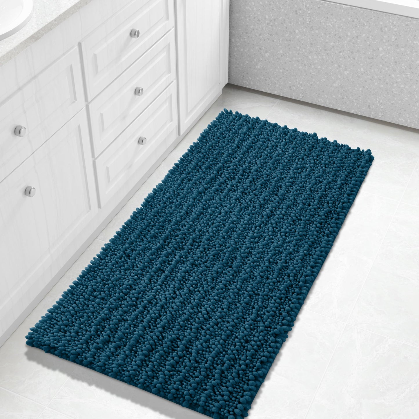 Yimobra Bathroom Rugs Non Slip Washable 32x20 Inch - Ultra Soft Absorbent Chenille Bath Mat, Quick Dry Shaggy Floor Carpet for Tub Shower