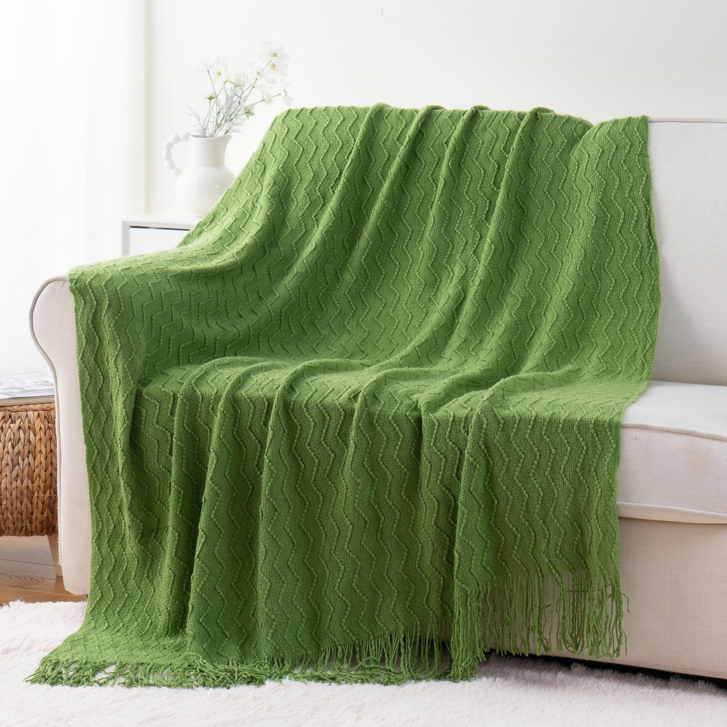 BATTILO HOME Burnt Orange Throw Blanket for Couch, Decorative Fall Throw Blanket with Tassels Halloween Throw Fall Decor, 50"x60"