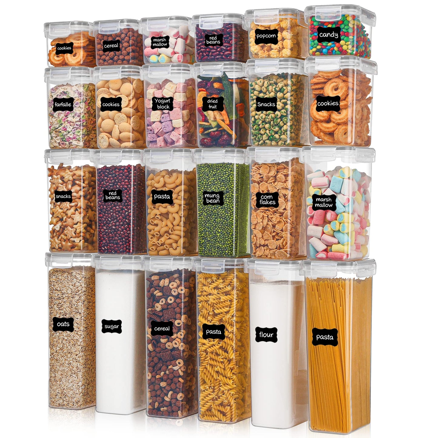 Airtight Food Storage Containers with Lids, Vtopmart 24 pcs Plastic Kitchen and Pantry Organization