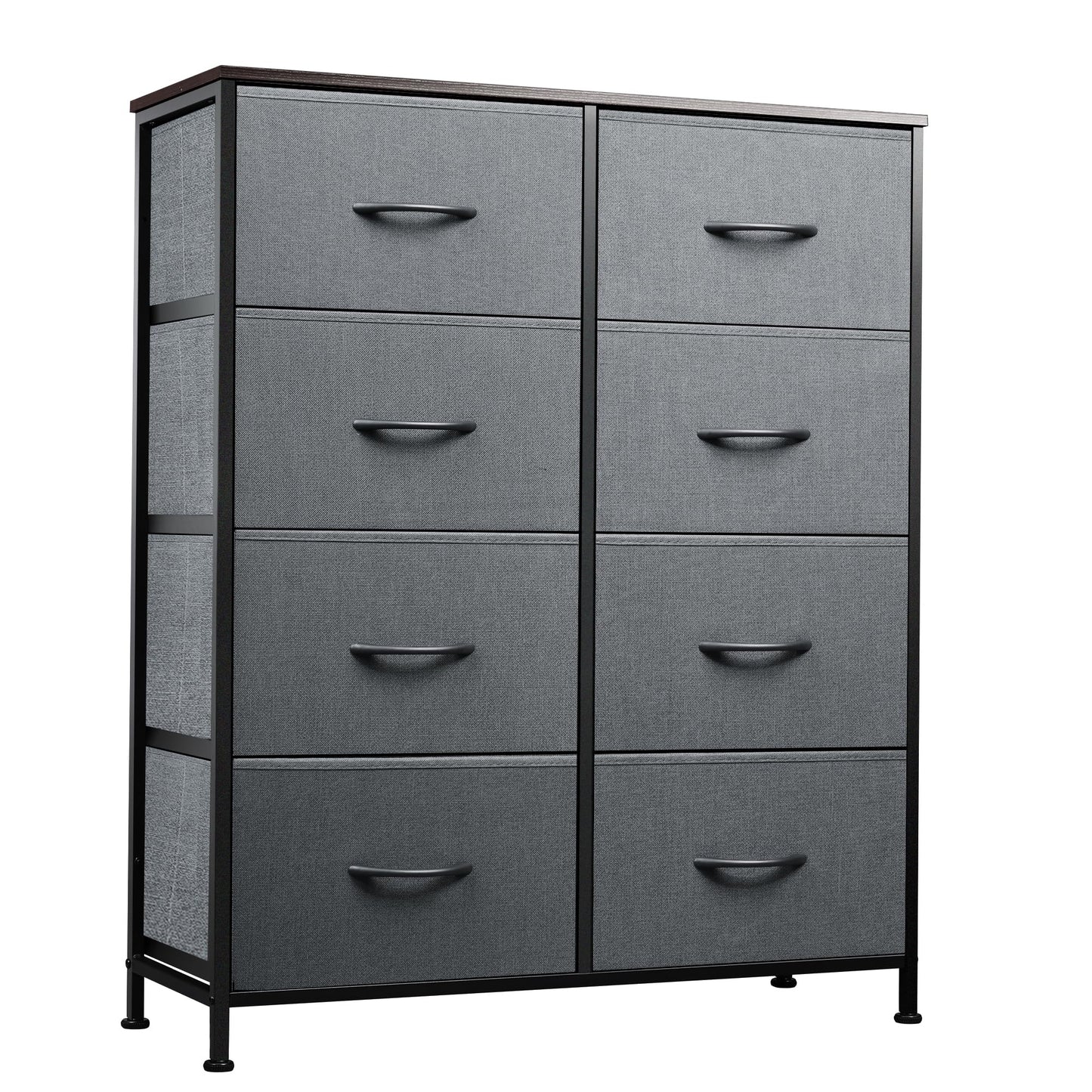 Fabric Dresser for Bedroom, Tall Dresser with 8 Drawers, Storage Tower with Fabric Bins, Double Dressers, Chest of Drawers for Closet, Living Room, Hallway, Dorm, Rustic Brown Wood Grain Print