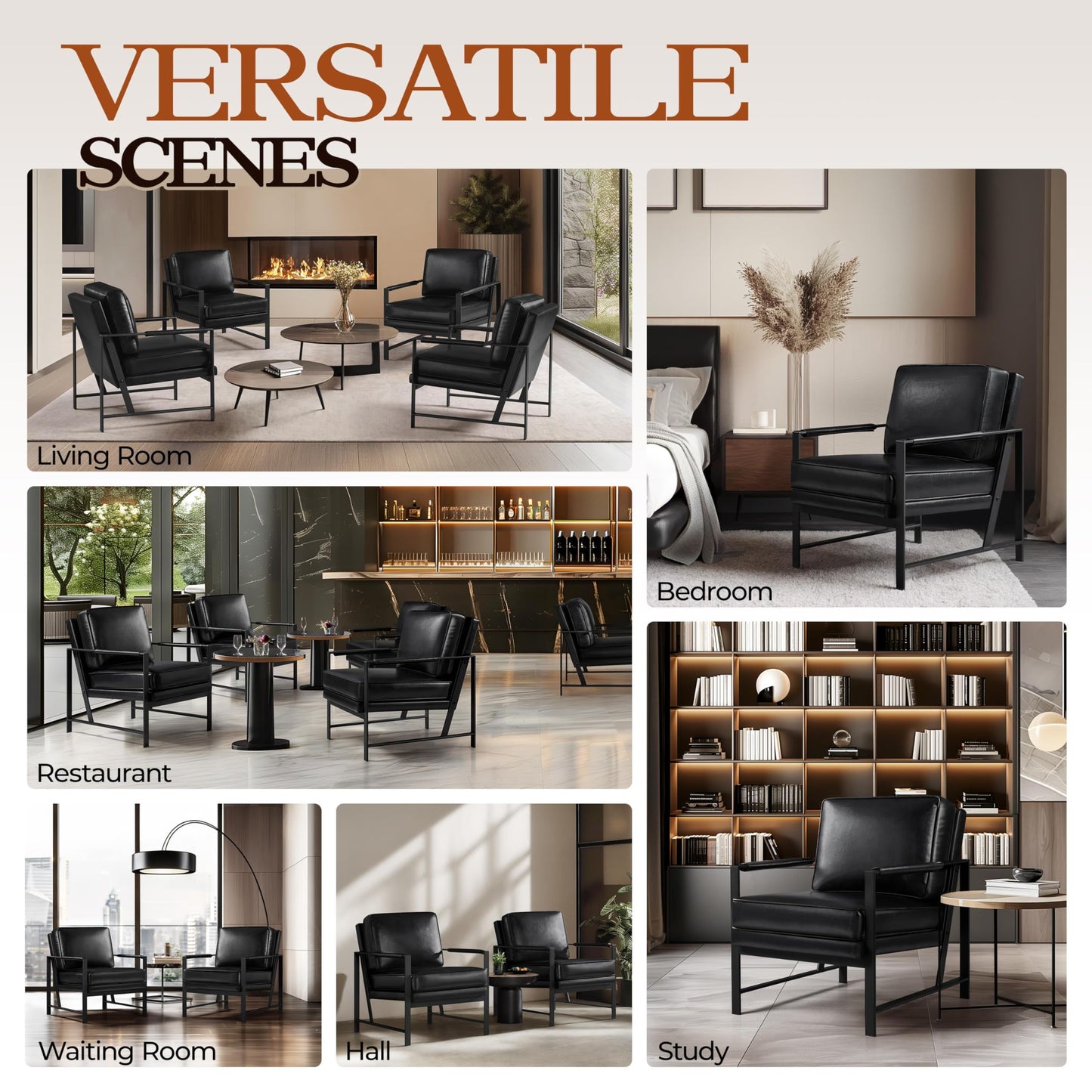 Yaheetech PU Leather Armchairs, Retro Leisure Accent Chair with Extra Soft Padded and Cushion