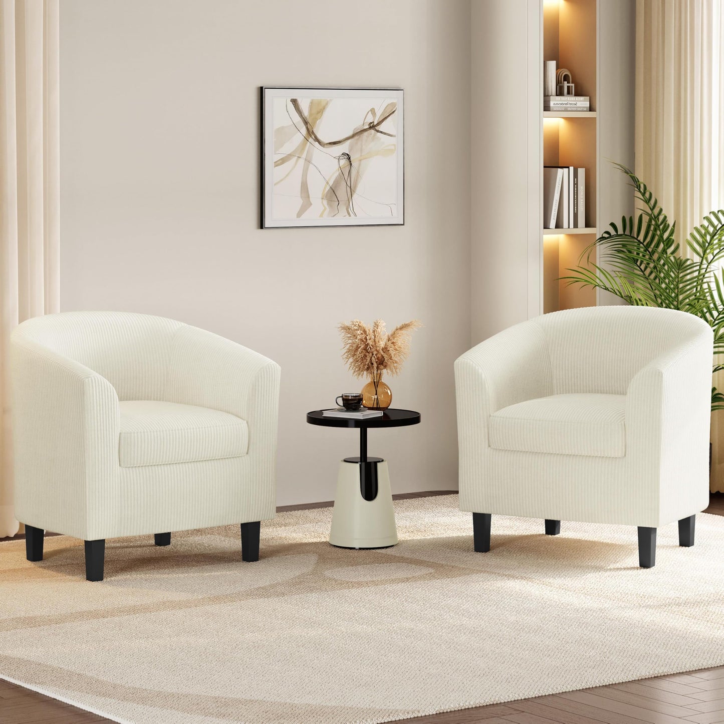 Yaheetech Brown Accent Chairs Set of 2, Faux Leather Barrel Chairs, Comfy Modern Leather Club Armchairs with Soft Seat for Living Room Bedroom Reading Waiting Room, Brown