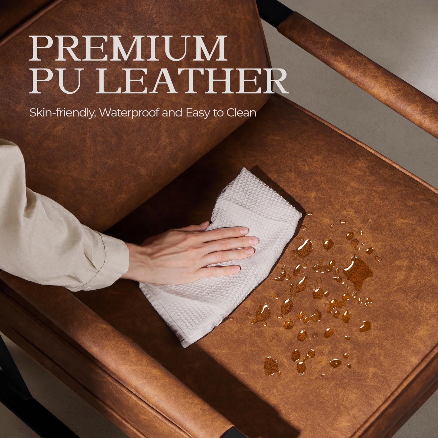 Yaheetech PU Leather Armchairs, Retro Leisure Accent Chair with Extra Soft Padded and Cushion