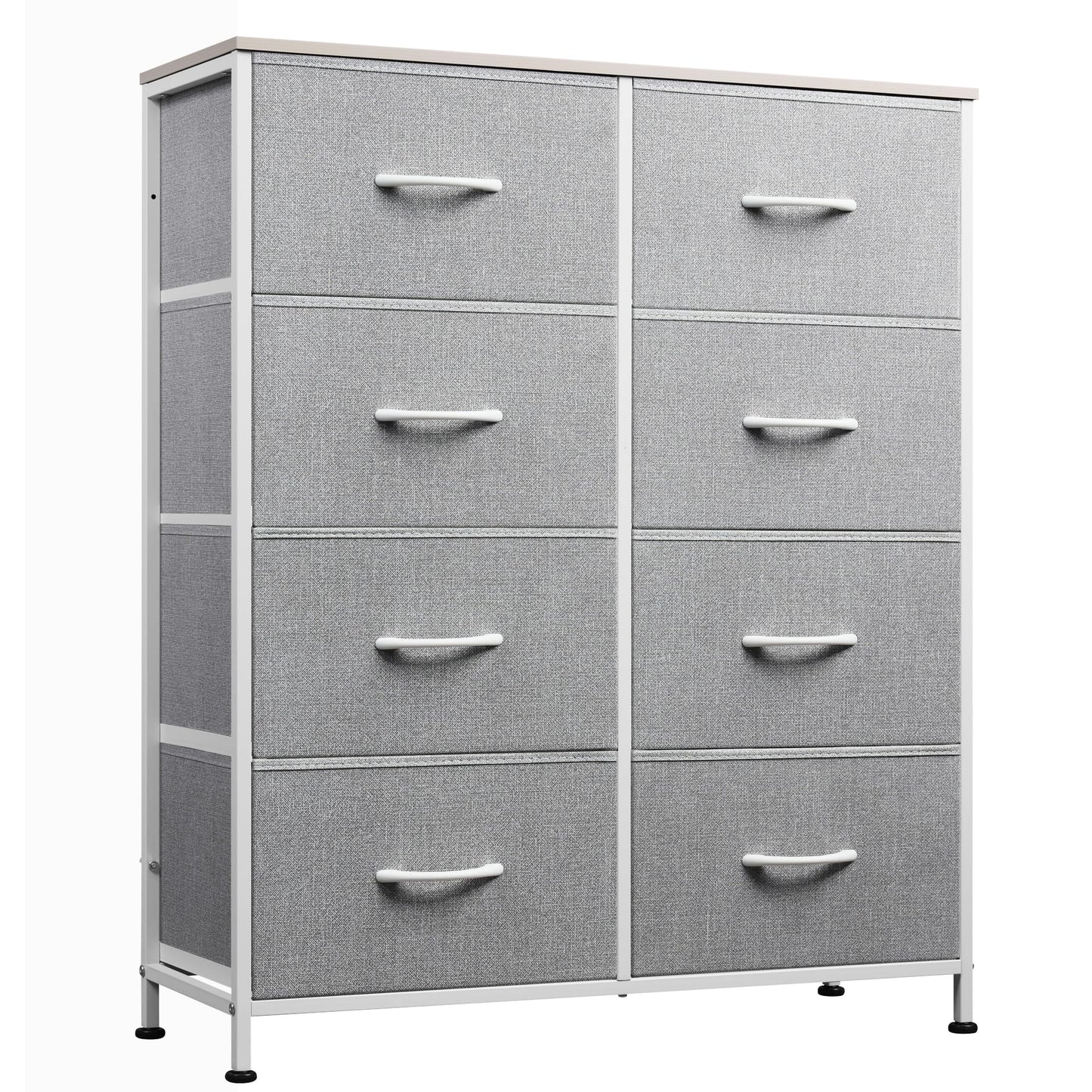 Fabric Dresser for Bedroom, Tall Dresser with 8 Drawers, Storage Tower with Fabric Bins, Double Dressers, Chest of Drawers for Closet, Living Room, Hallway, Dorm, Rustic Brown Wood Grain Print