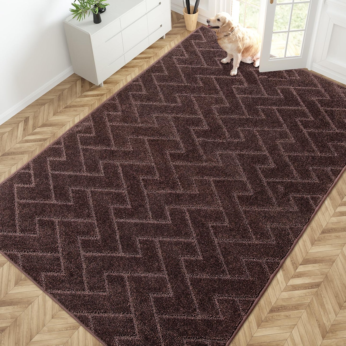 PURRUGS Dirt Trapper Door Mat, Non-Slip Machine Washable Entry Rug, Shoe Scraper, Dog Doormat