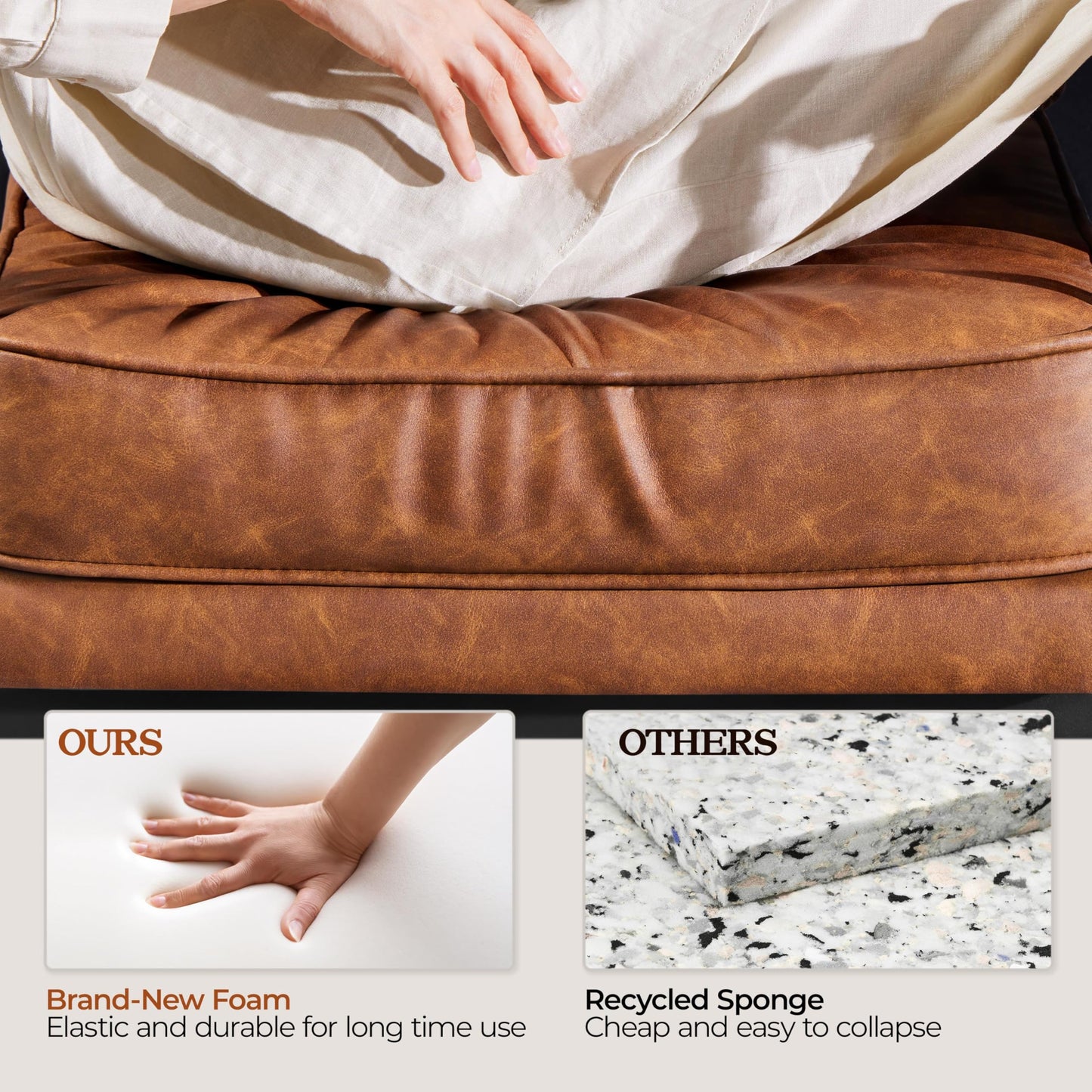 Yaheetech PU Leather Armchairs, Retro Leisure Accent Chair with Extra Soft Padded and Cushion