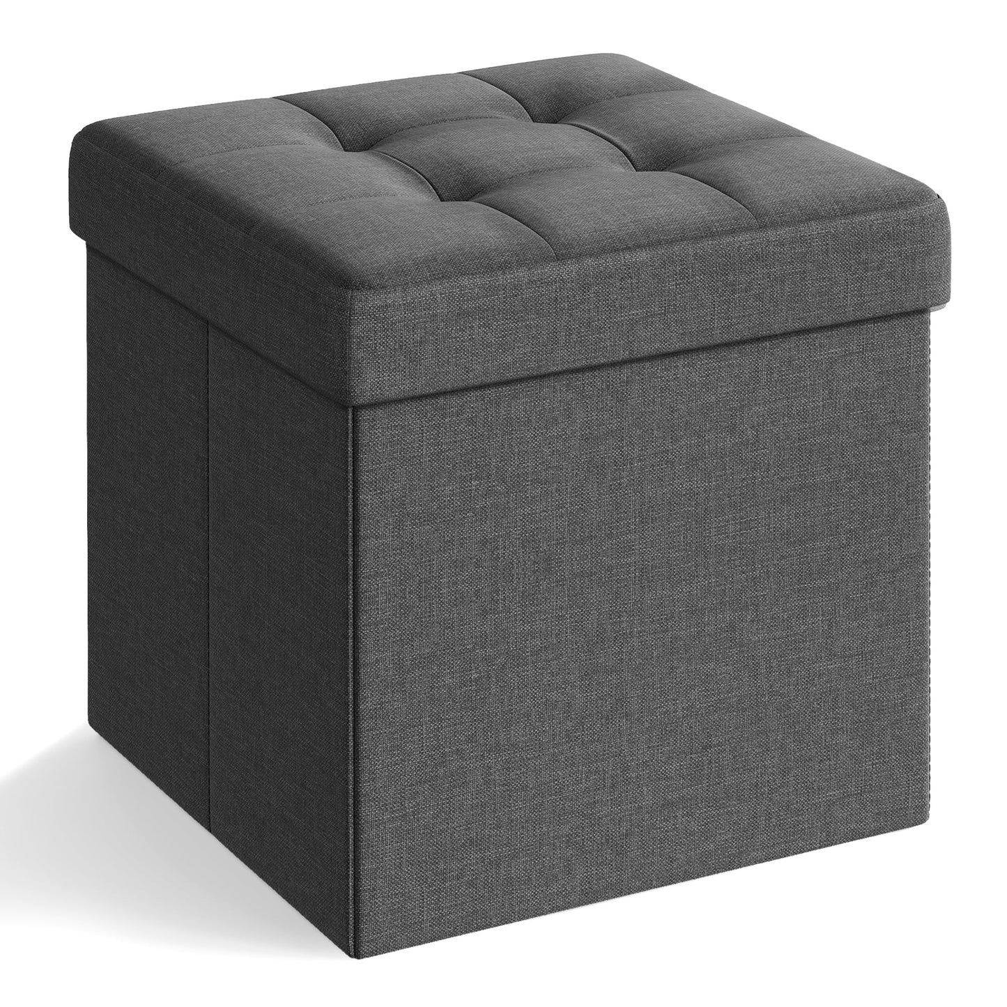 SONGMICS MAZIE Collection - 43 Inches Folding Storage Ottoman Bench, Ottoman Foot Rest, End of Bed Bench, Storage Chest, Load 660 lb, for Living Room, Bedroom, Entryway, Midnight Blue ULSF77IN
