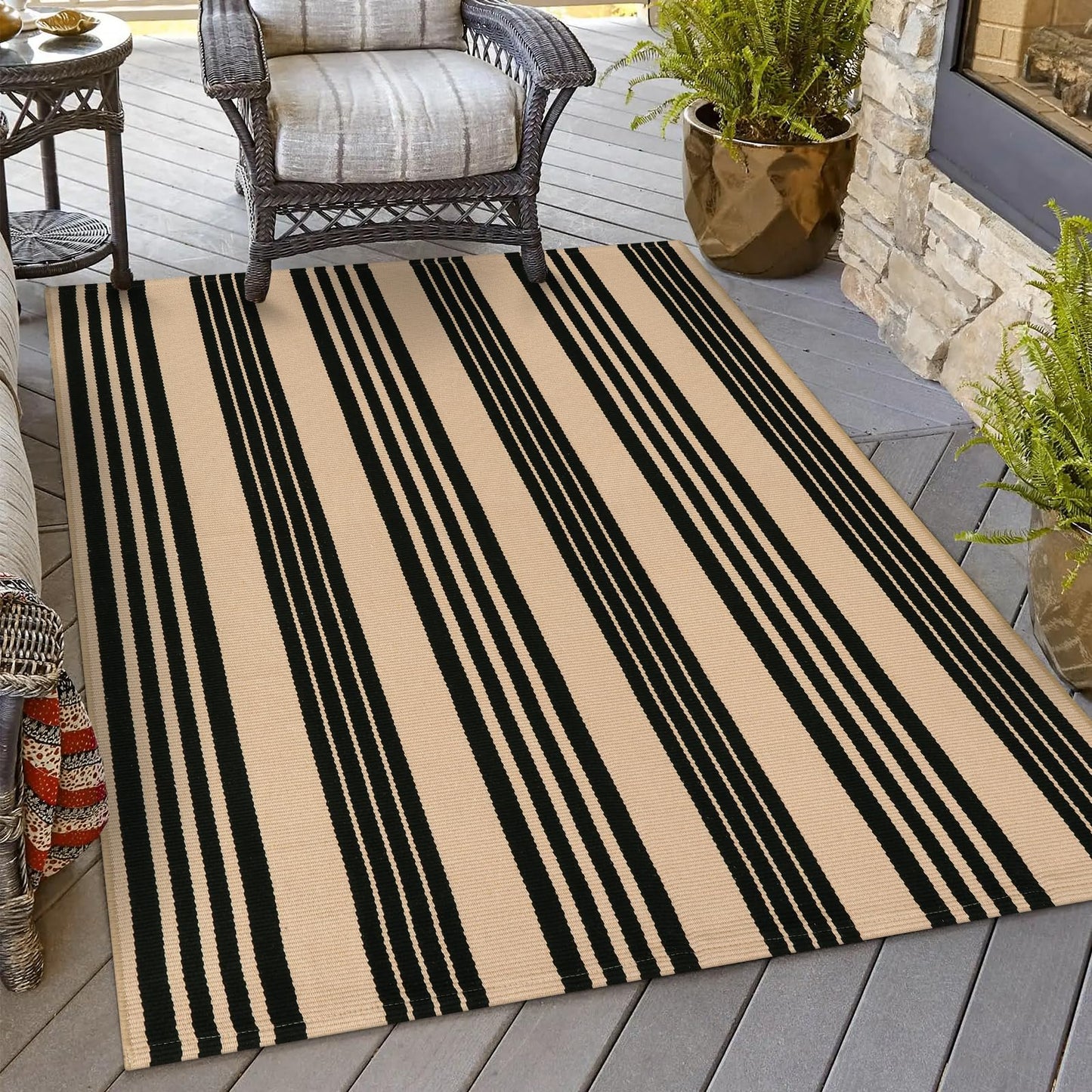 Thanksgiving Black & White Outdoor Rug for Home Decor Products