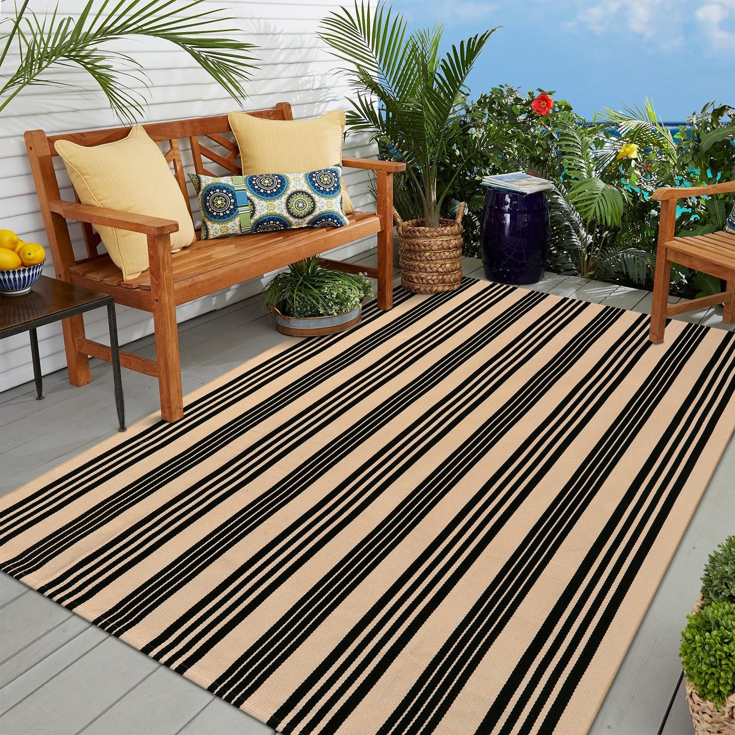 Thanksgiving Black & White Outdoor Rug for Home Decor Products