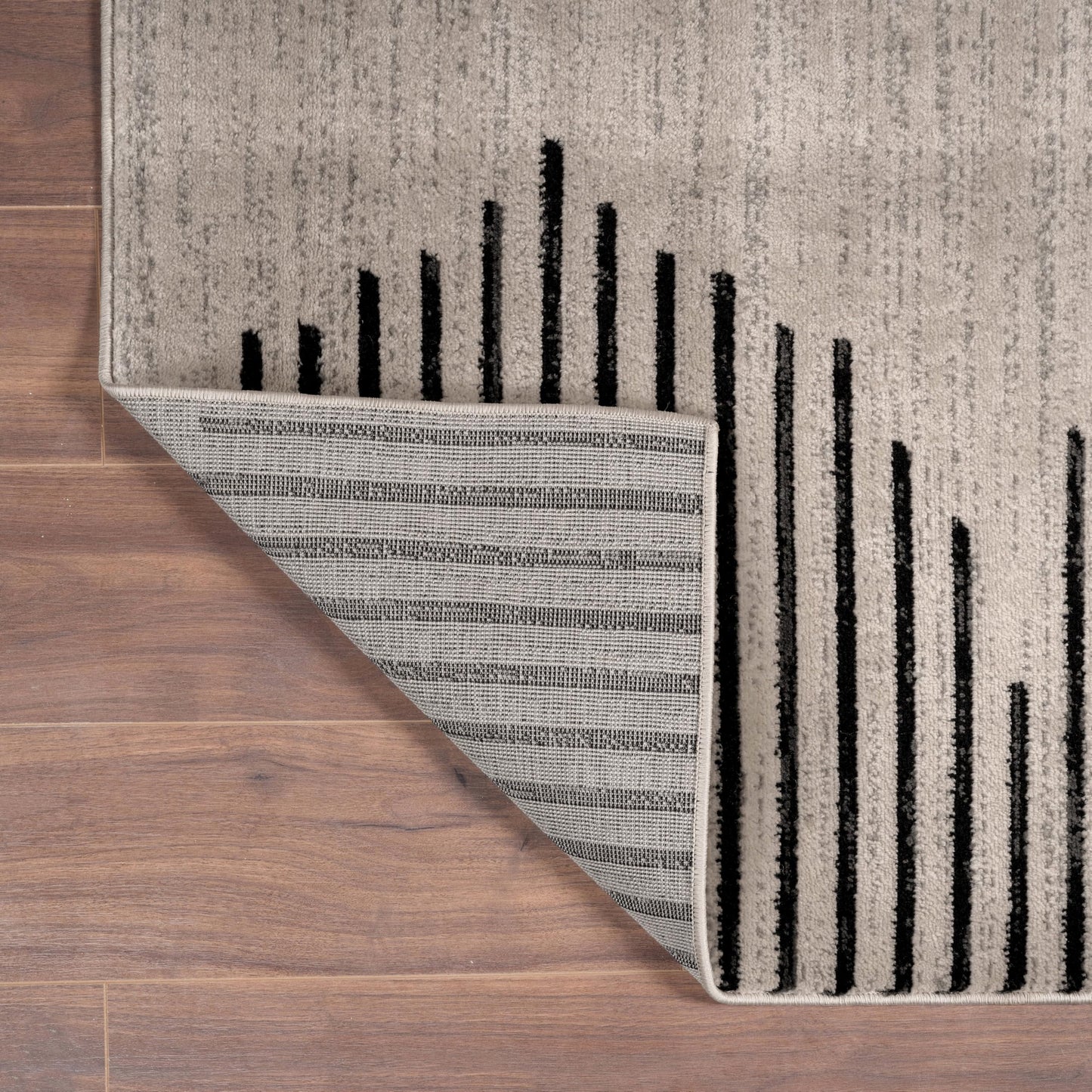 Rugshop Bohemian Stripe Stain Resistant High Traffic Living Room Kitchen Bedroom Dining Home Office Area Rug 5' x 7' Black
