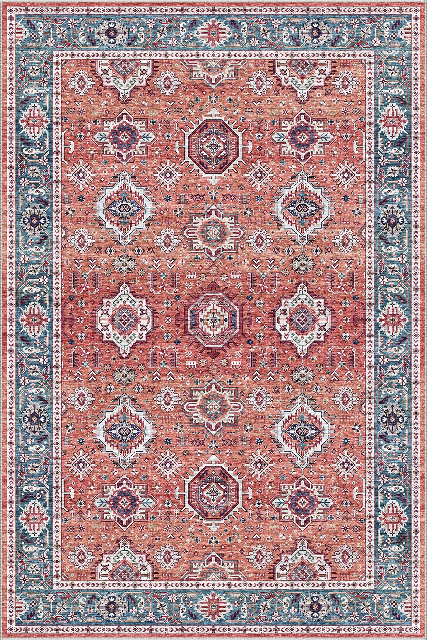 Dripex Vintage Runner Rug-2x8 Washable Distressed Hallway Runner Oriental Medallion Carpet Non-Slip Stain-Resistant Kitchen Mat Foldable Thin Accent Rug for Entrance Living Room Bedroom