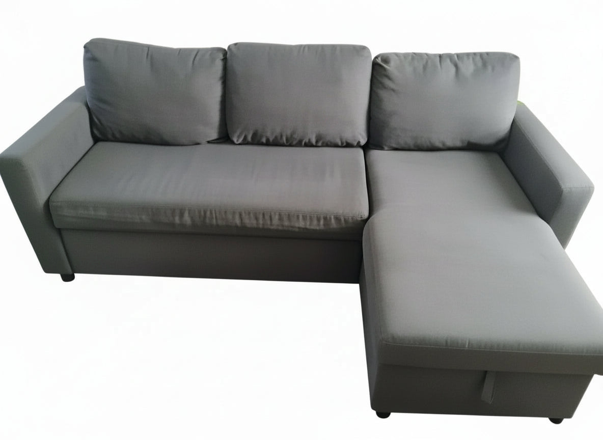 Sectional Couch- Firm, Soft Black Couch With Storage, Pull Out Sleeper