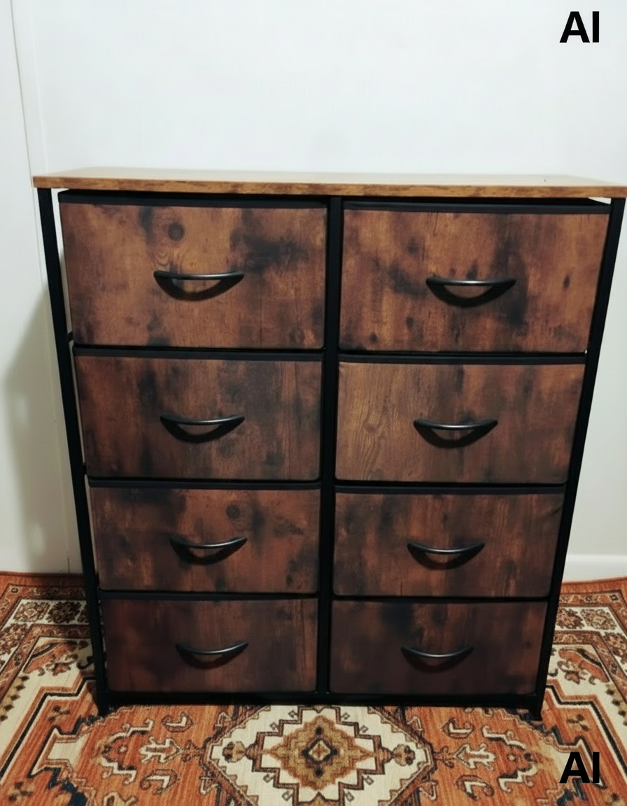 8-Drawer Bedroom Dresser – Fabric Storage Chest with Durable Steel Frame
