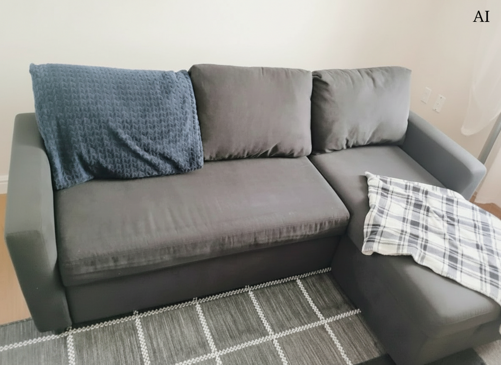 Sectional Couch- Firm, Soft Black Couch With Storage, Pull Out Sleeper