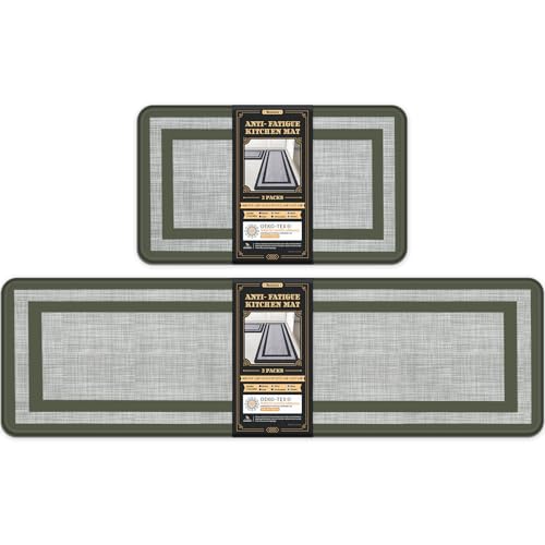 Mattitude Kitchen Mat [2 PCS] Cushioned Anti-Fatigue Non-Skid Waterproof Rugs Ergonomic Comfort Standing Mat for Kitchen, Floor, Office, Sink, Laundry, Black and Gray