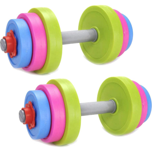 Kids Workout Dumbbell Weights Set - Toddler Toy Gym Equipment for Pretend Play Lifting, Adjustable Fill with Sand or Water
