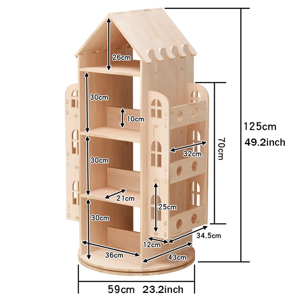 Rotating Bookshelf, 360 Display Floor Standing Bookcase Storage Rack for kids