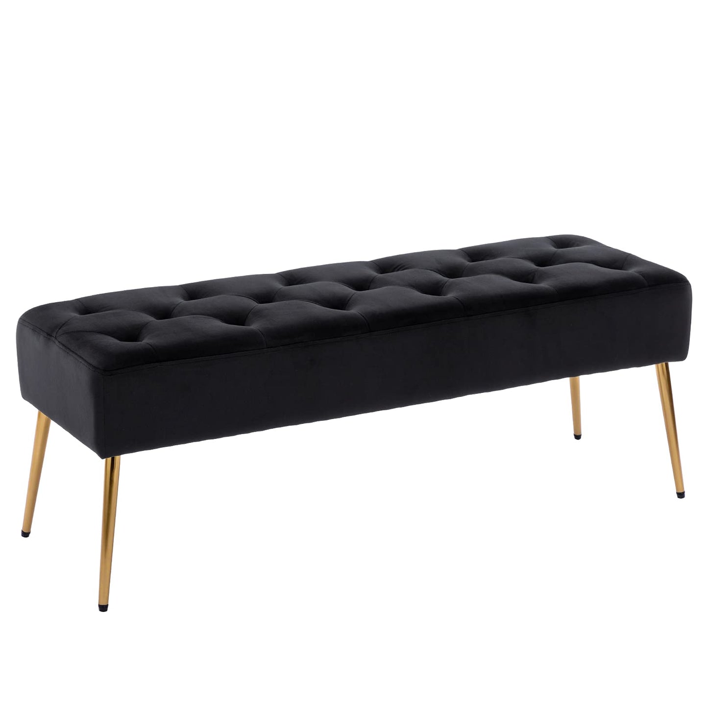 DUHOME Button-Tufted Ottoman Bench, Upholstered Bedroom Benches Leather Footrest Stool Accent Bench for Entryway Dining Room Living Room Bedroom End of Bed, Yellowish Brown