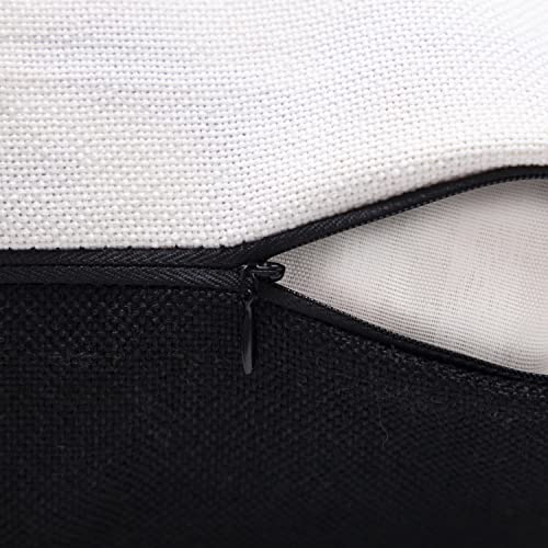 cygnus Set of 2 Faux Leather and Linen Throw Pillow Covers 18x18 Inch Black and White Modern Decorative Accent Cover