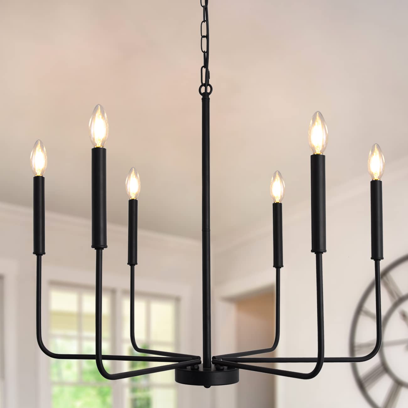 LASENCHOO 5 Lights Boho Drum Chandeliers for Dining Room Light Fixture, 19" Woven Pendant Light Fixture Hanging Bohemian Chandelier