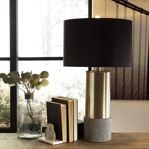 Signature Design by Ashley Jacek Modern Contemporary Table Lamp, 2 Count, Gray & Brass Finish