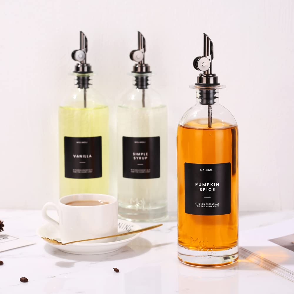Olive Oil Dispenser Bottles for Kitchen with Pourer - Oil and Vinegar Dispenser Set, Glass Dispenser for Kitchen, Dispenser Bottle of 350ml - Set of 2