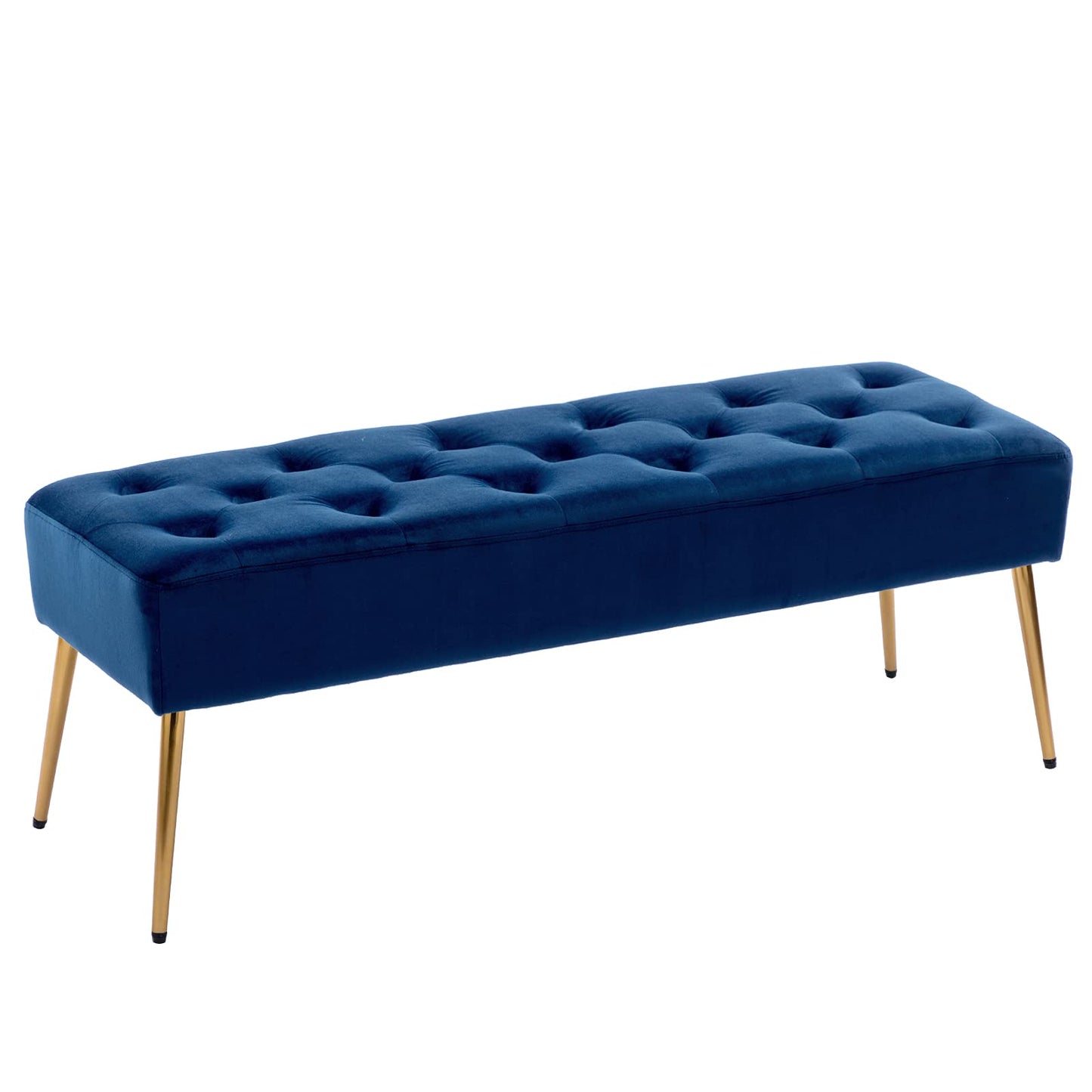 DUHOME Button-Tufted Ottoman Bench, Upholstered Bedroom Benches Leather Footrest Stool Accent Bench for Entryway Dining Room Living Room Bedroom End of Bed, Yellowish Brown