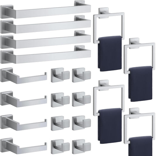 5-Pieces Matte Black Bathroom Hardware Accessories Set, SUS304 Stainless Steel Bath Towel Bar Set, Towel Racks for Bathroom Wall Mounted.