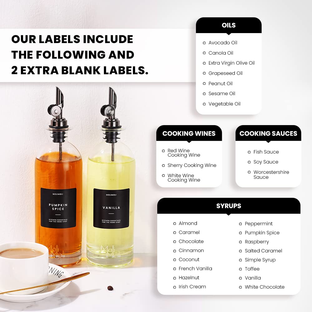 Olive Oil Dispenser Bottles for Kitchen with Pourer - Oil and Vinegar Dispenser Set, Glass Dispenser for Kitchen, Dispenser Bottle of 350ml - Set of 2