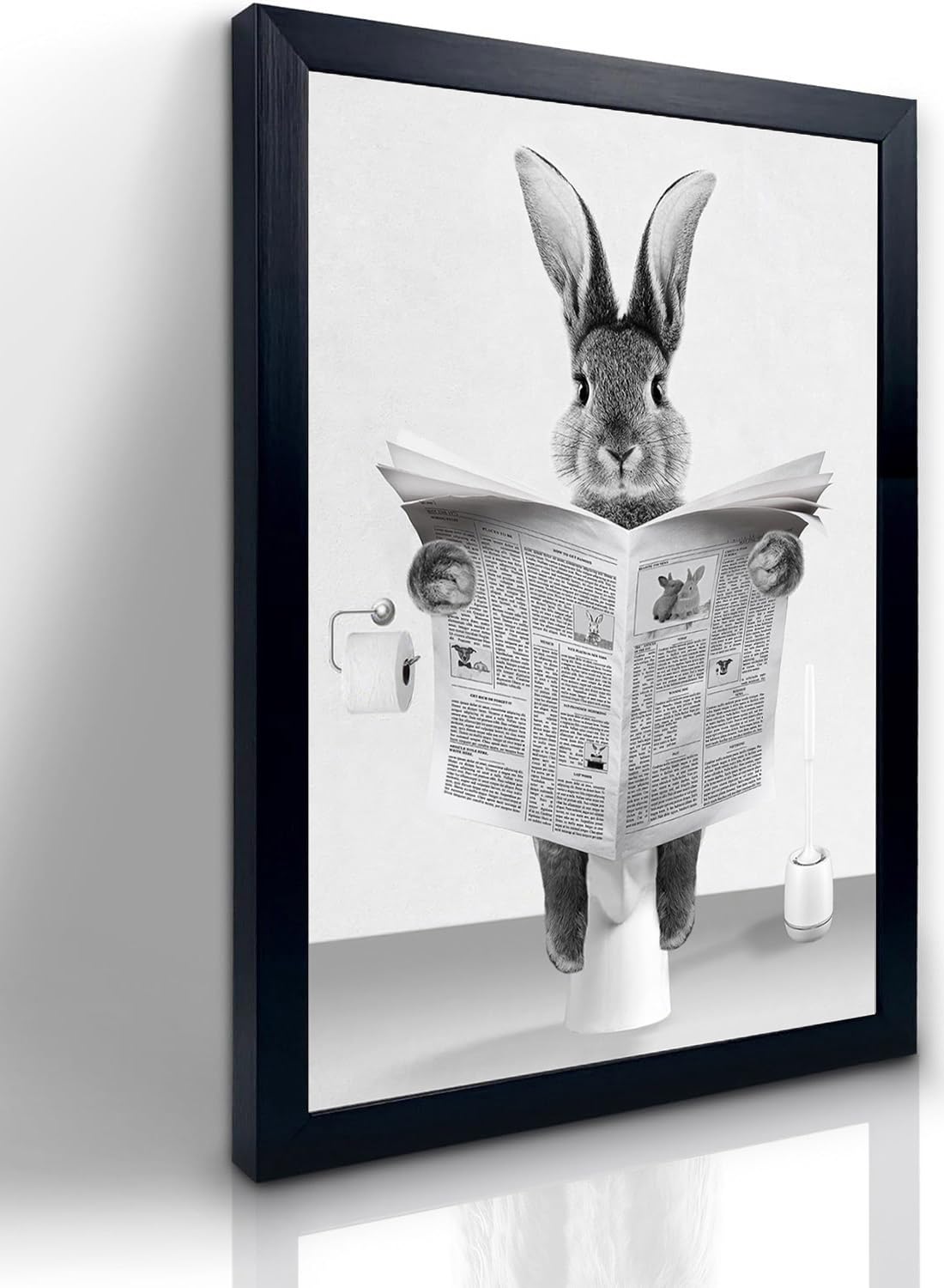 Foduuo Wall Art, Funny Highland Cow Poster, Black Framed, Waterproof, Bathroom Decoration