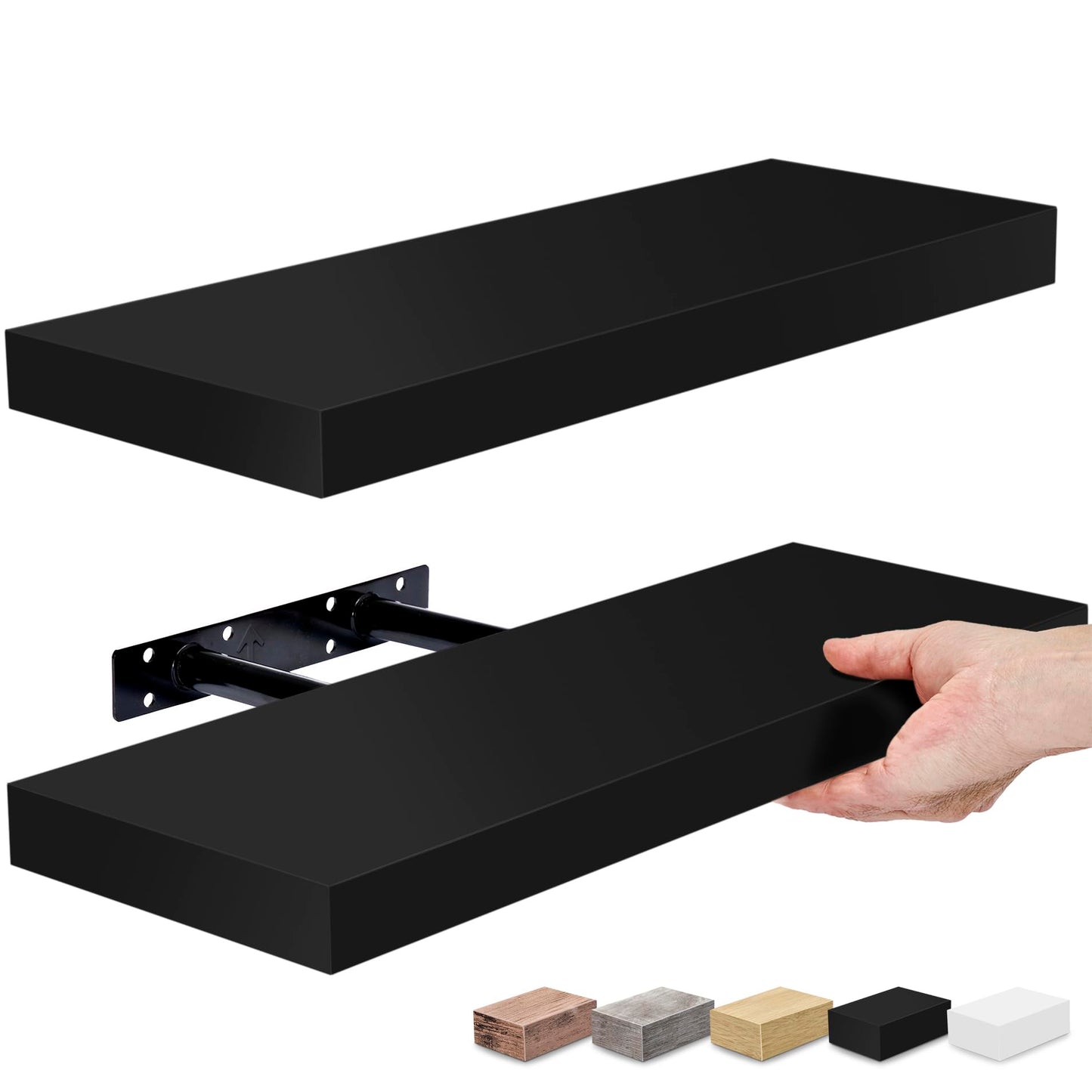 Sorbus Floating Shelves for Wall, Bathroom Shelves Wall Mounted for Kitchen, Bedroom, Bathroom Storage Over Toilet, Hanging Book Shelf for Wall Home Decor Living Room (Grey, 3 Pack)