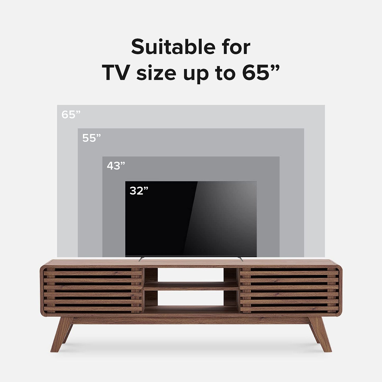 mopio Ensley TV Stand, Mid Century Modern for 55/60/65 inch TV, Farmhouse TV Stand, Entertainment Center (Walnut, 59" Tall)