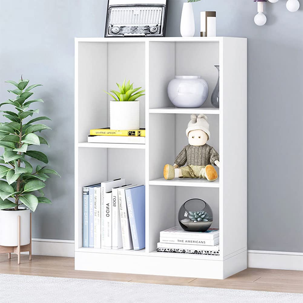 IOTXY Wooden Open Shelf Bookcase - 3-Tier Floor Standing Display Cabinet Rack with Legs, 8 Cubes Bookshelf