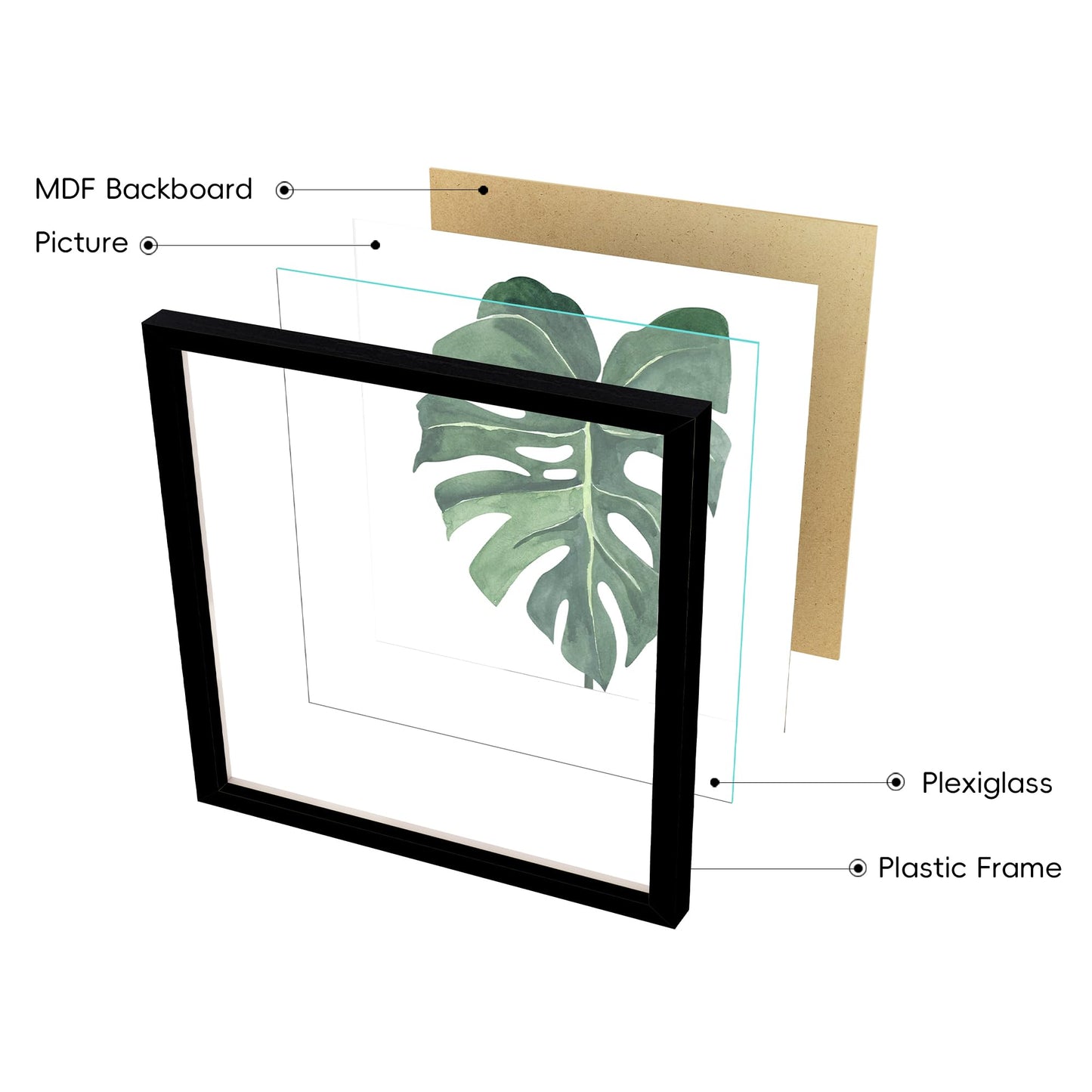 ArtbyHannah Framed Bathroom Wall Decor, 10x10 Inch Botanical Wall Art with Sage Green Plant Print for Wall Decoration, Minimalist Restroom Decor (Walnut)