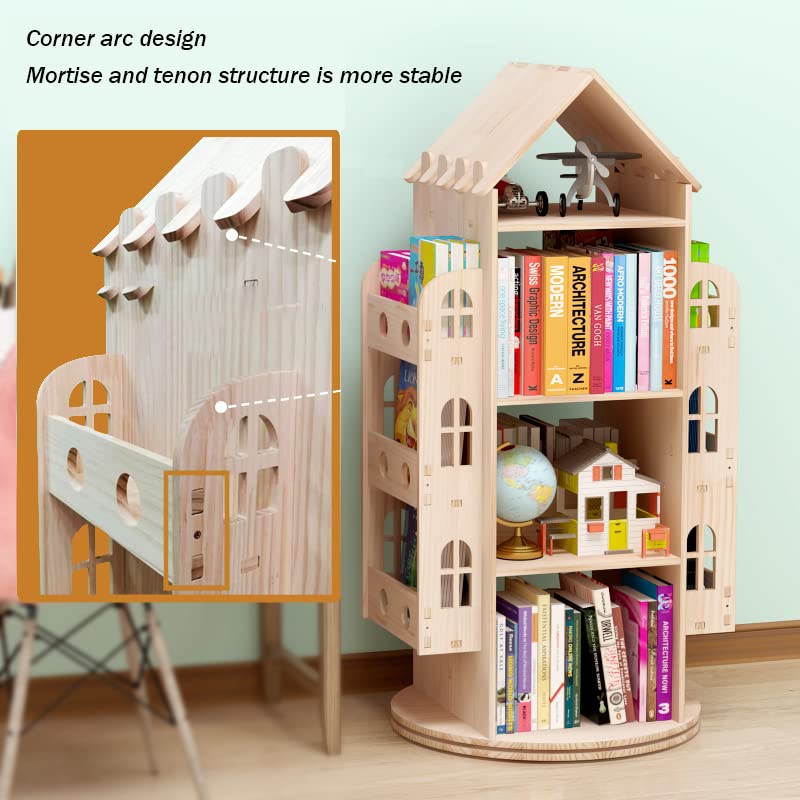 Rotating Bookshelf, 360 Display Floor Standing Bookcase Storage Rack for kids