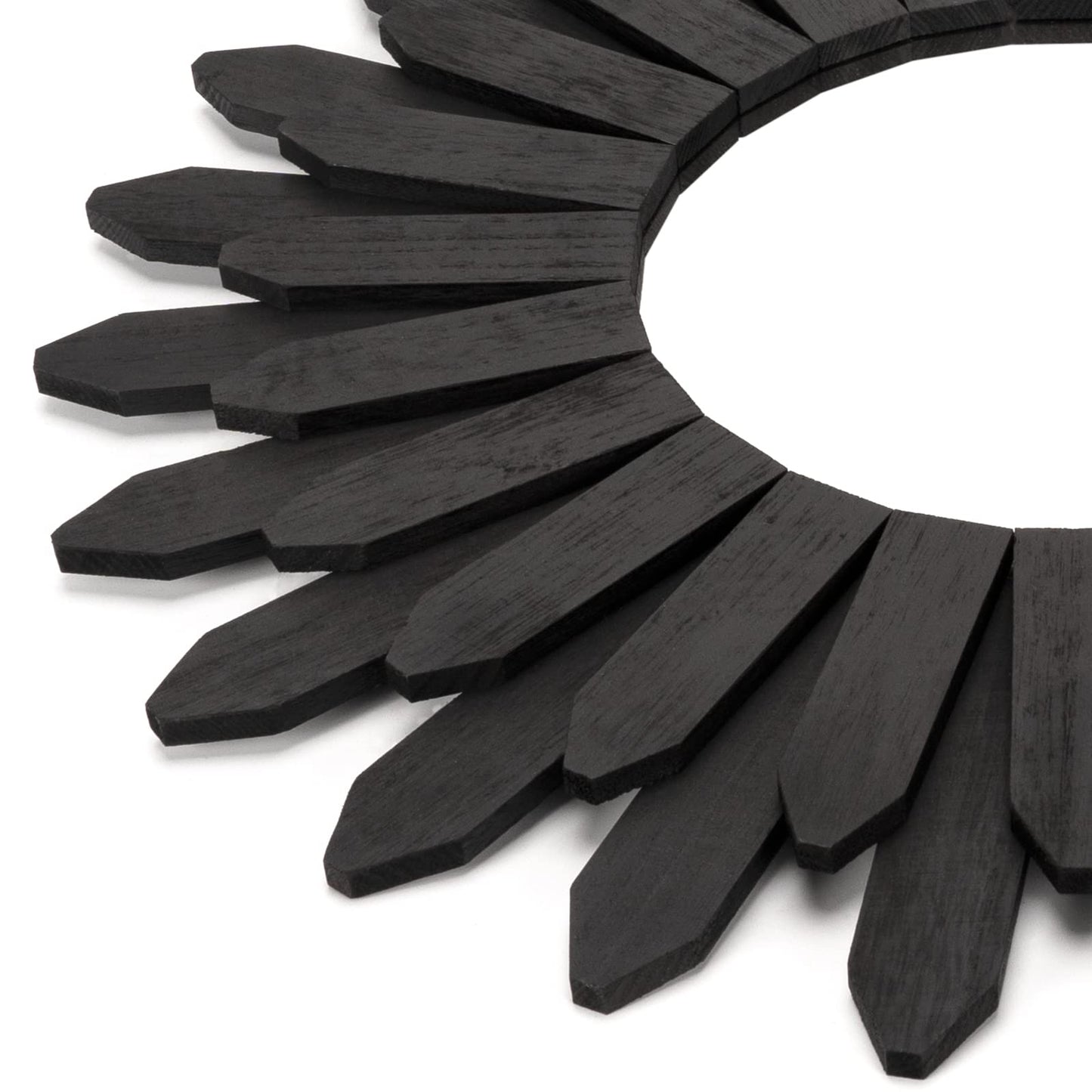 Honiway Wall Mirror Decorative 12 inch Rustic Wood Mirror Sunburst Boho Mirror for Entryway Bedroom Living Room Bathroom House Warming Gifts New Home Essential Carbonized Black