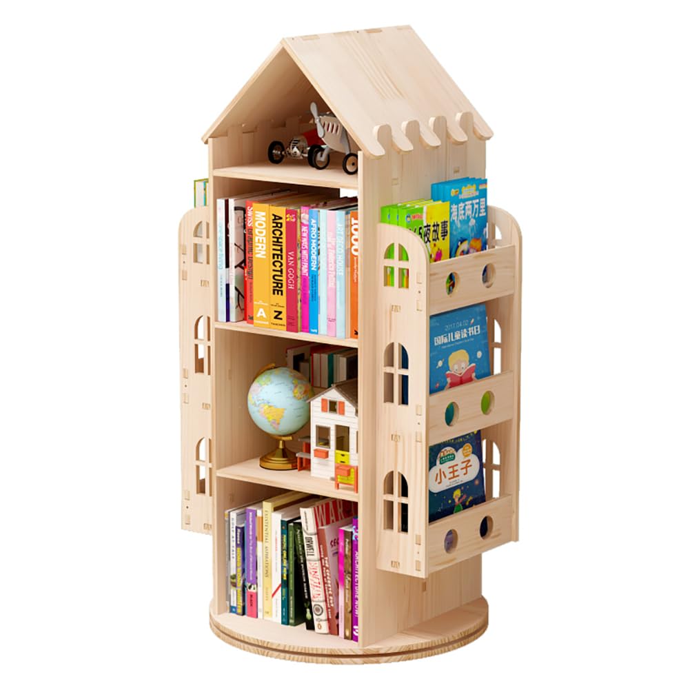 Rotating Bookshelf, 360 Display Floor Standing Bookcase Storage Rack for kids