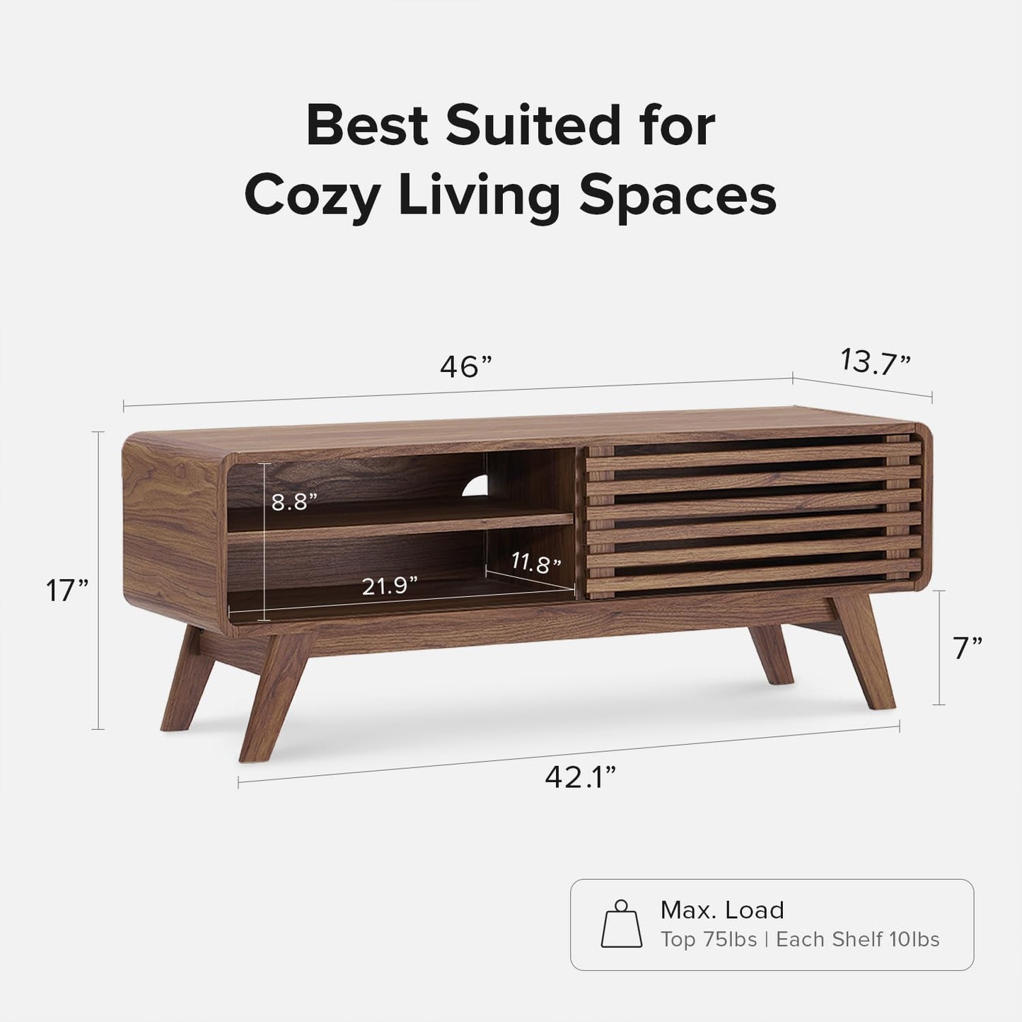 mopio Ensley TV Stand, Mid Century Modern for 55/60/65 inch TV, Farmhouse TV Stand, Entertainment Center (Walnut, 59" Tall)