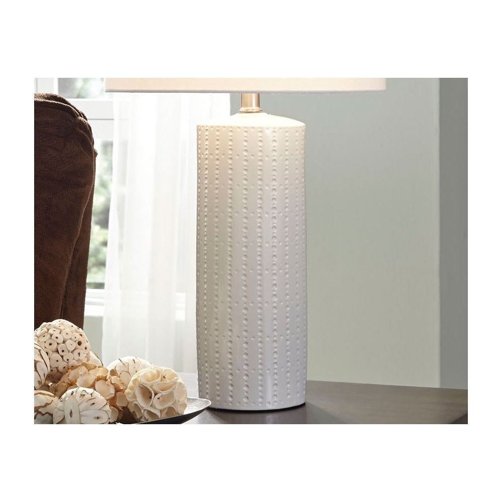 Signature Design by Ashley Jacek Modern Contemporary Table Lamp, 2 Count, Gray & Brass Finish