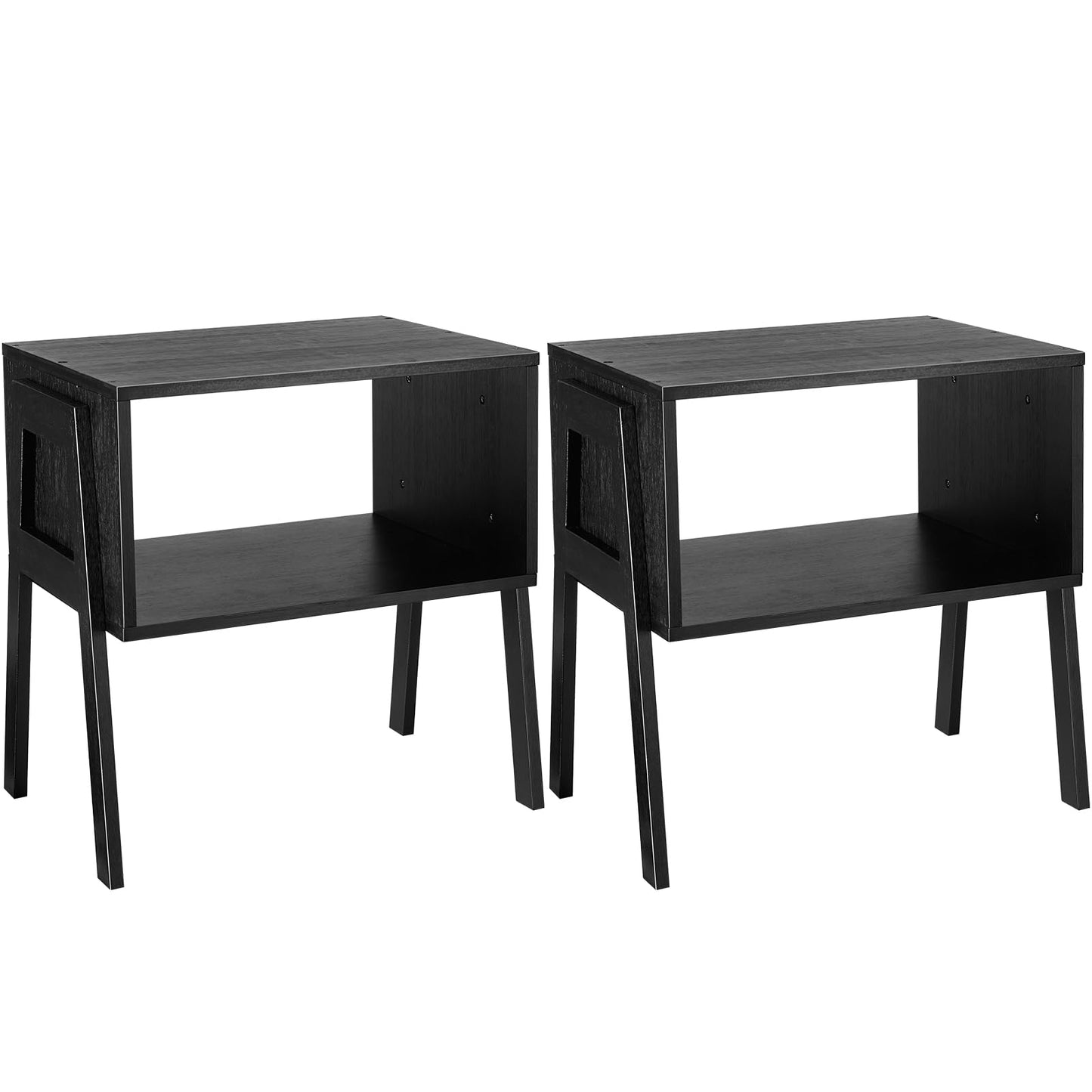 Pipishell Bamboo Stackable End Tables, Living Room Nightstand, Bedside Tables for Bedroom Storage, Set of 2