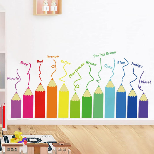 Color Educational Wall Decals Kids Large,Nursery Daycare Playroom Wall Stickers Peel and Stick Removable,Wall Corner Decor for Kidsroom,Preschool,Door,Window,Bedroom,Classroom,Living Room.