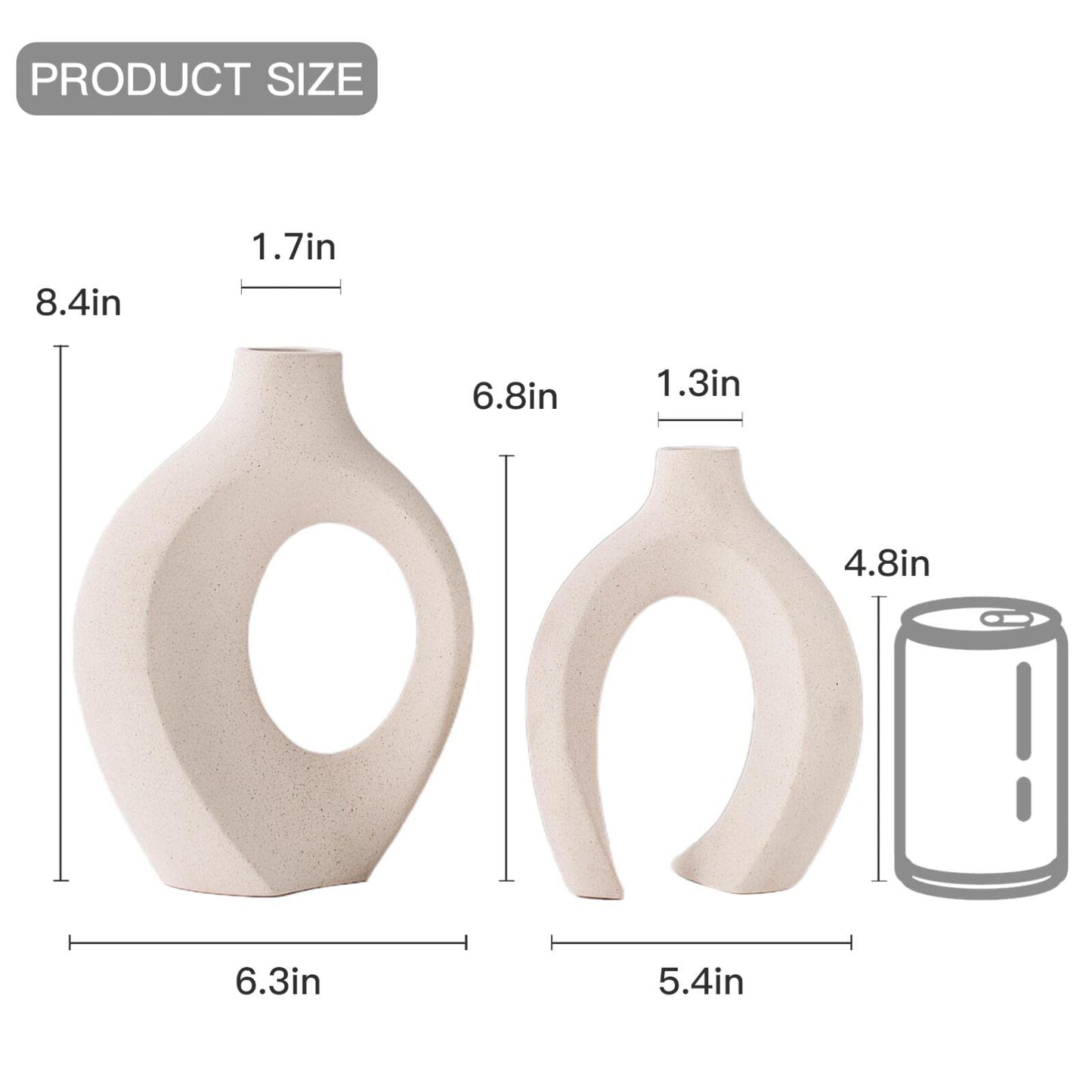 Ceramic Vase Set of 2, Nordic Modern Boho ins Style Decorative Ceramic Aesthetic Flower Vase for Home Decor