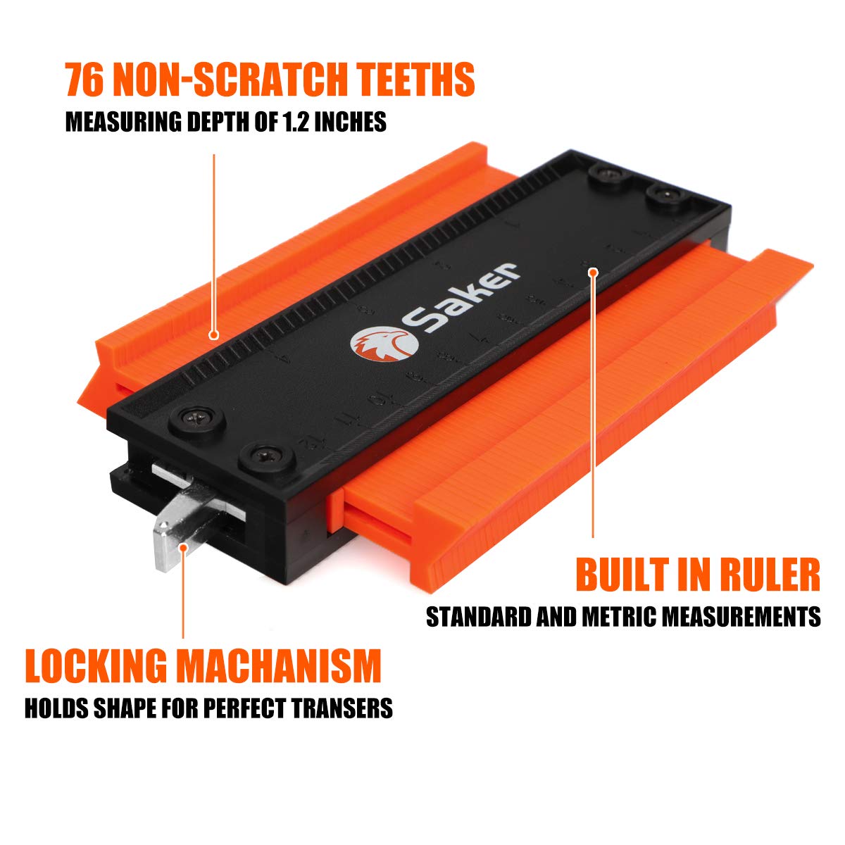 Saker Contour Gauge (10 Inch) Profile Tool-Adjustable Lock Father's Day Gift for Men Women Dad Him Boyfriend Husband-Precisely Copy Irregular Shape Duplicator-Welding Floor Woodworking Tool Tracing