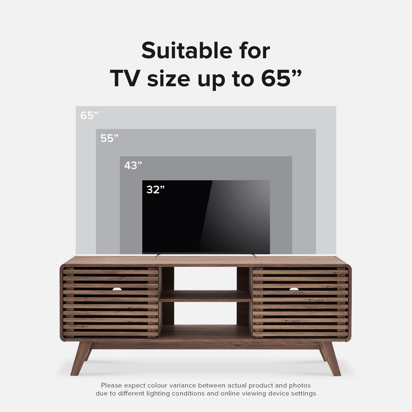 mopio Ensley TV Stand, Mid Century Modern for 55/60/65 inch TV, Farmhouse TV Stand, Entertainment Center (Walnut, 59" Tall)