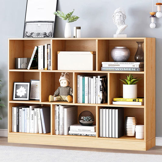 IOTXY Wooden Open Shelf Bookcase - 3-Tier Floor Standing Display Cabinet Rack with Legs, 8 Cubes Bookshelf