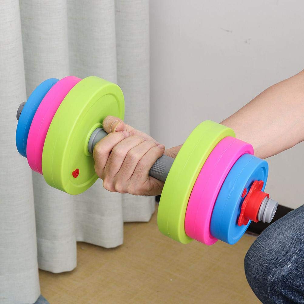 Kids Workout Dumbbell Weights Set - Toddler Toy Gym Equipment for Pretend Play Lifting, Adjustable Fill with Sand or Water