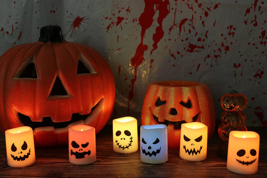 Halloween Flameless Votive Candles Color Changing with Remote Timer, Battery Operated LED Tealight Candles for Halloween Home Decoration Gifts(6 Pack, 1.5” x 2”)(Battery Included)